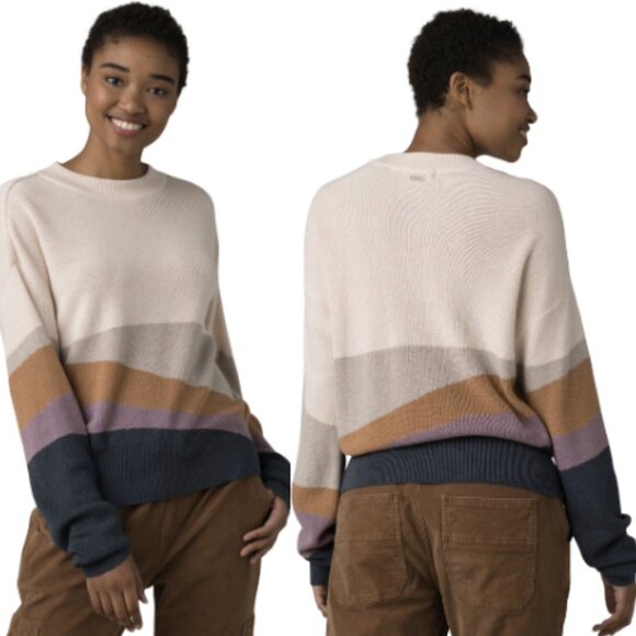 Prana Desert Road Organic Cotton Color Block Sweater Size S - Picture 1 of 12